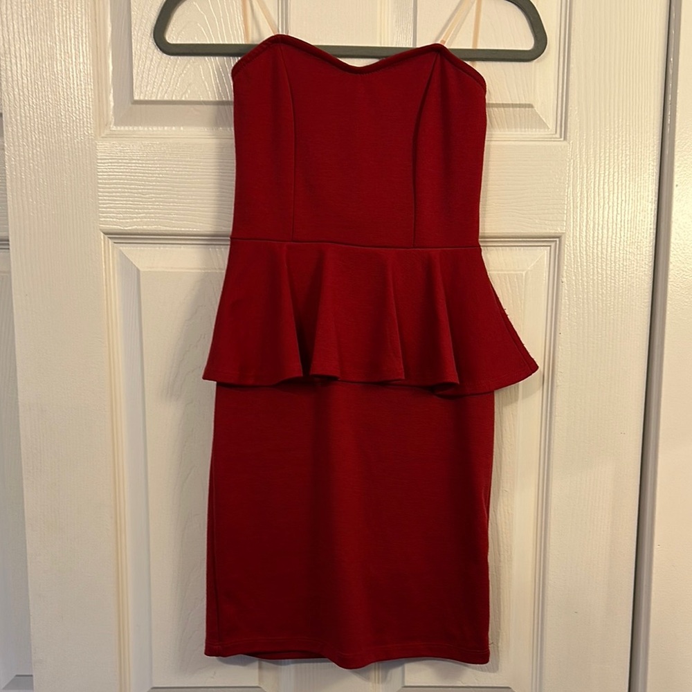dELiA*s Red Peplum Sheath Mini Dress Sweetheart Neckline